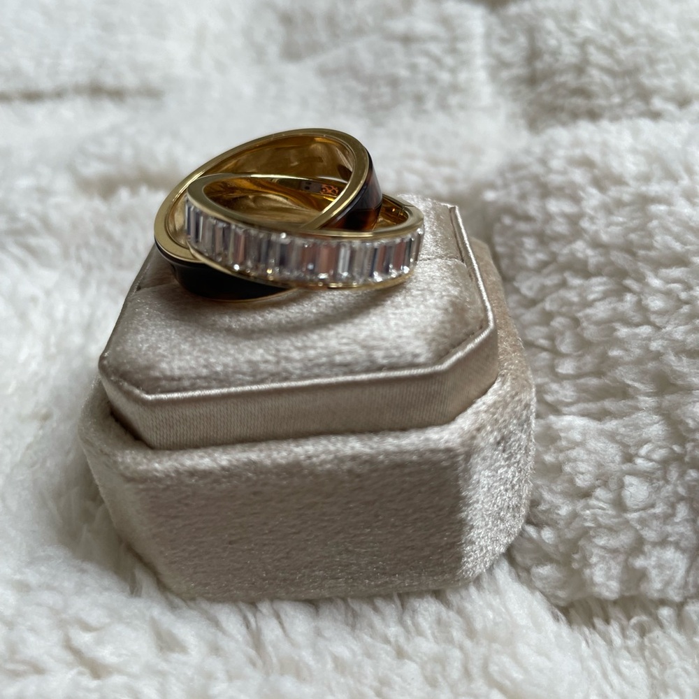 Michael Kors Gold and Crystal cross over ring